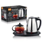 RAF Electric Kettle Set - Stainless Steel & Glass Tea Pot Combo (2.2L)