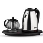 RAF Electric Kettle Set - Stainless Steel & Glass Tea Pot Combo (2.2L) - Image 2