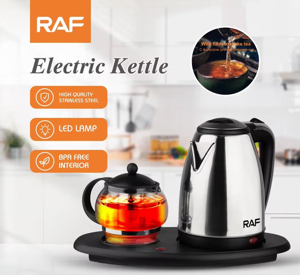 IMG_3040 RAF Electric Kettle Set - Stainless Steel & Glass Tea Pot Combo (2.2L) - Image 3