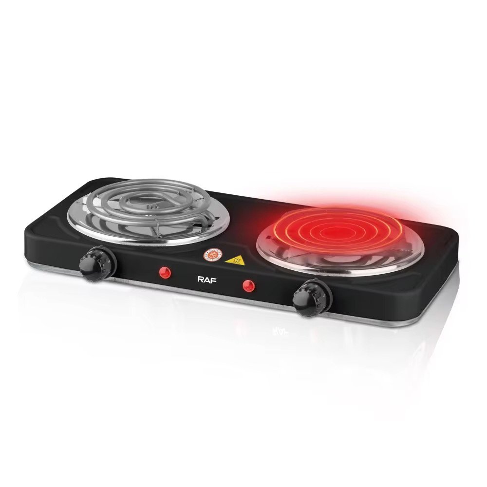 IMG_3049 RAF Double Burner Electric Stove - Dual Hot Plate Coil & Infrared (Black) - Image 4