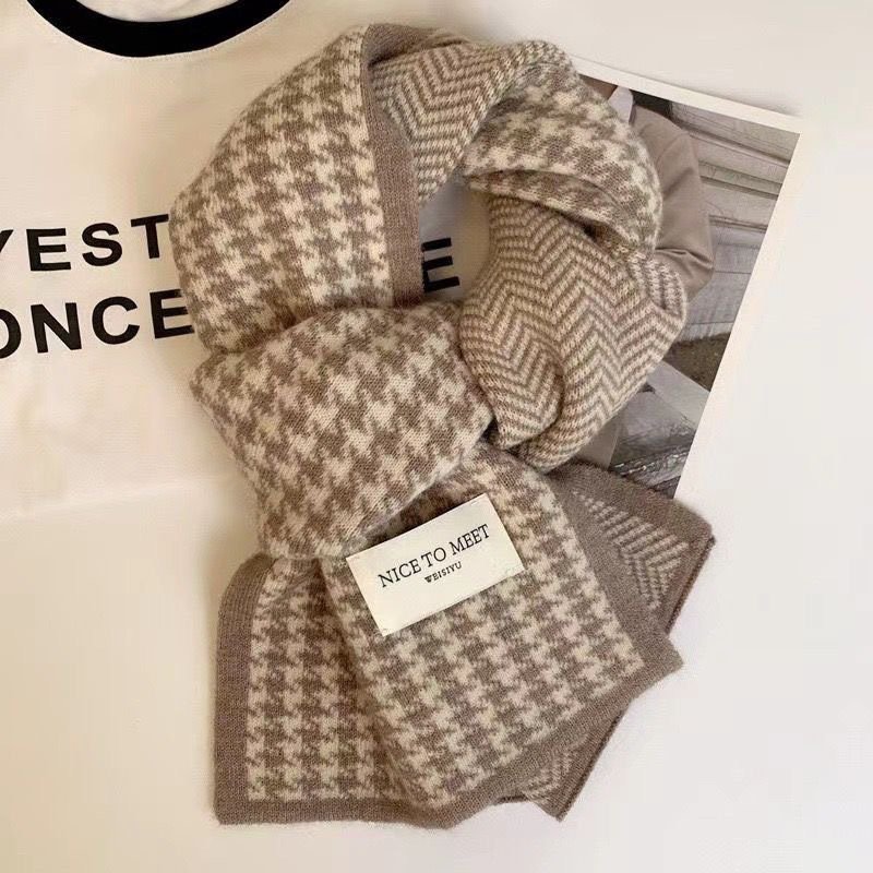 O1CN012MplJn1v467uPbjLM_!!2218685436118-0-cib Winter Houndstooth Knit Scarf - "Nice To Meet" Soft Warm Wool Shawl - Image 4