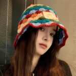 Handmade Multicolor Crochet Bucket Hat - Retro Knit Beanie Cap for Winter & Autumn - Image 3