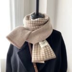 Winter Houndstooth Knit Scarf - "Nice To Meet" Soft Warm Wool Shawl