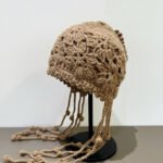 Handmade Crochet Beige Winter Hat - Boho Knitted Flower Design Cap with Tassels - Image 5