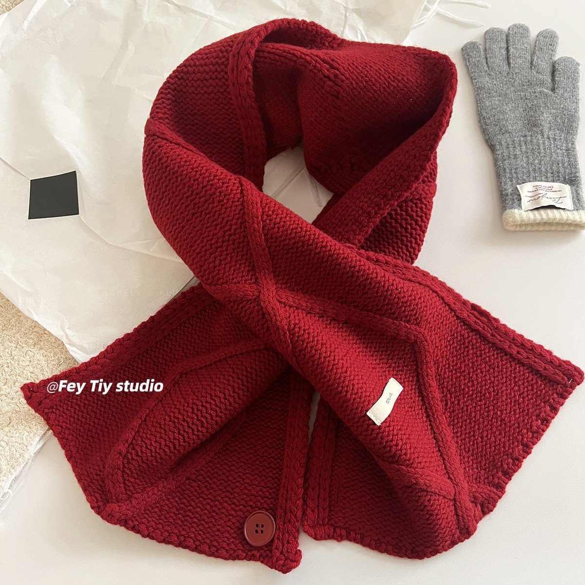 O1CN01yfr5Vy1woe4zFI7VZ_!!2219366786355-0-cib Buttoned Knit Winter Neck Scarf - Soft Woolen Warm Collar Shawl - Image 3