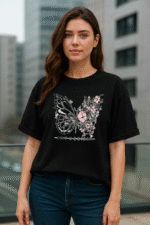Butterfly Black Ladies T-Shirt
