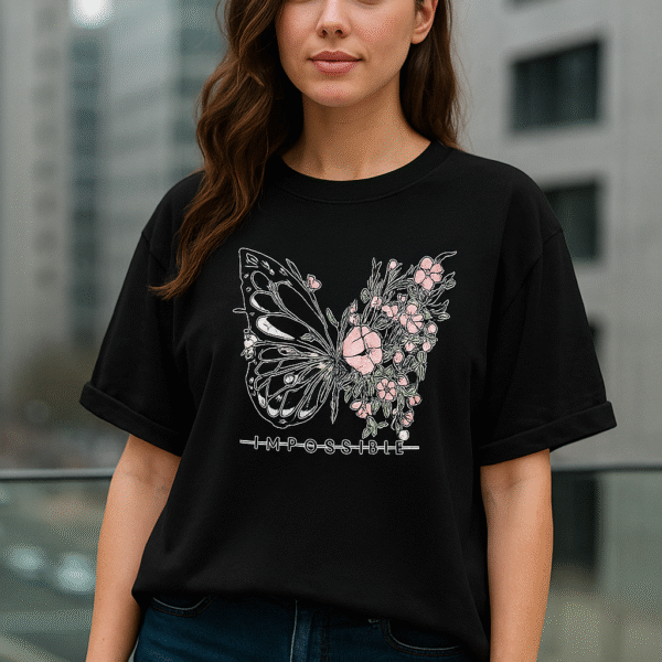 Butterfly Black Ladies T-Shirt