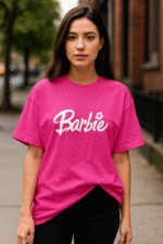 Drop Shoulder Barbie T-shirt Pink - Image 3