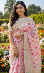 Screen Print Half Silk Sharee